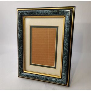 Vintage Burnes of Boston Picture Frame - Faux Green Marble & Gold Gilt Trim